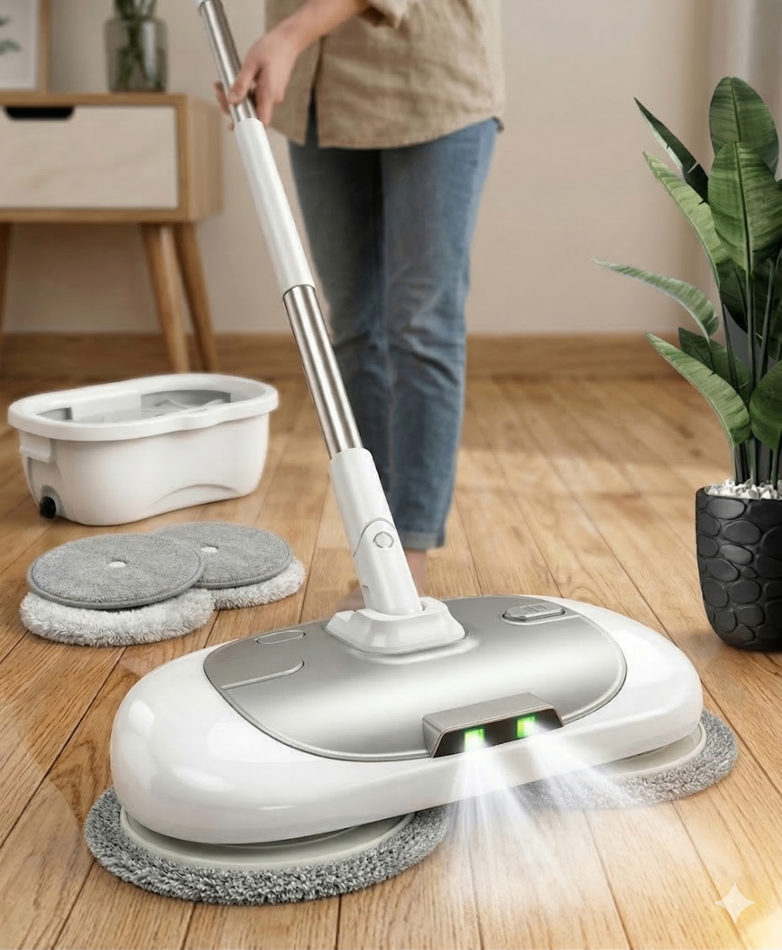 Mop Elétrico Spin 360° + Brindes: Módulos, Tanque e Refis Extras — imagem 4