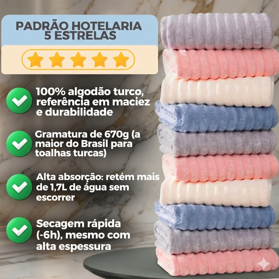 CloudSoft™ Toalha Premium Algodão Turco | Kit 10 Banhão + 10 Rosto (BRINDE) — imagem 2